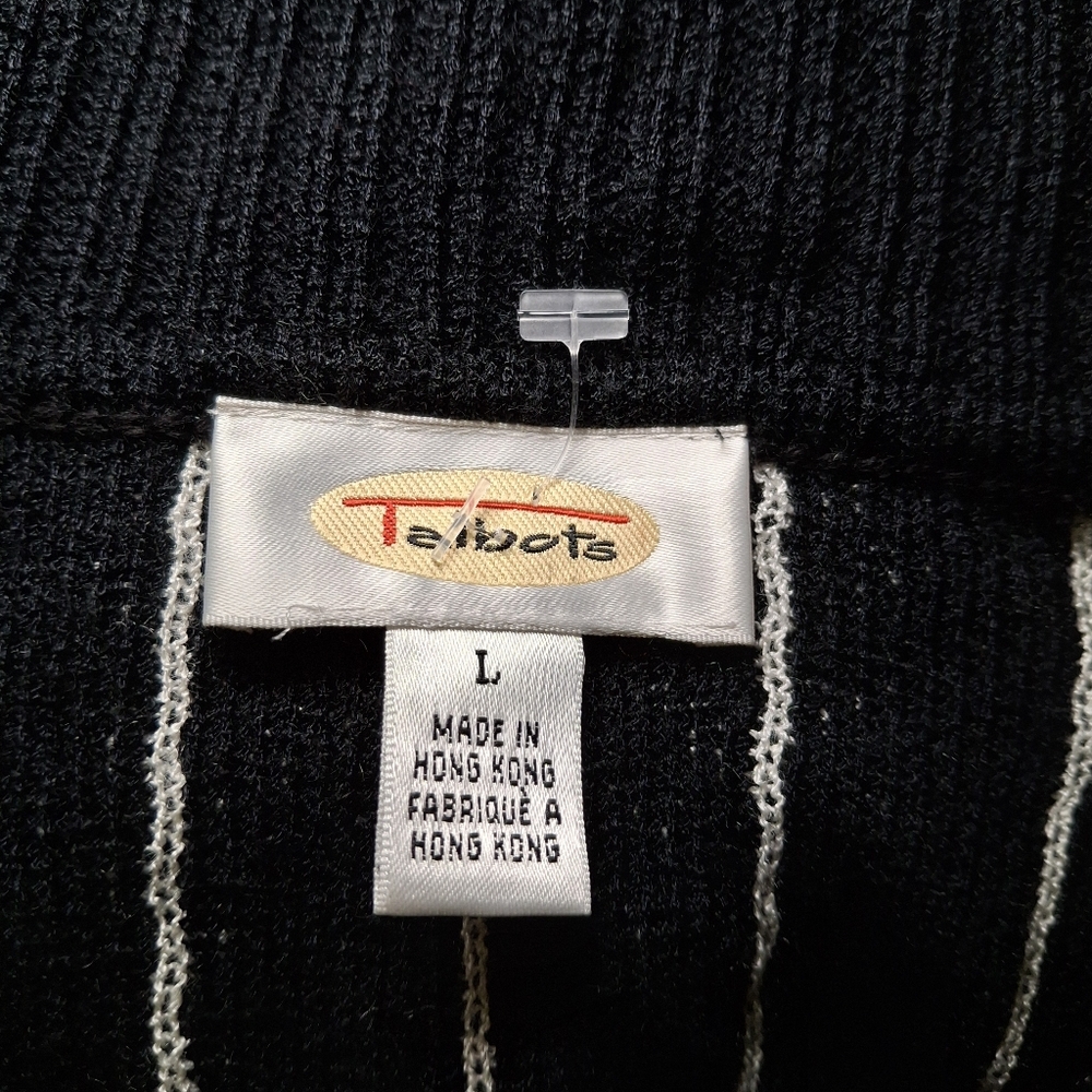 Talbots L Black White Chevron Pattern Collared Zi… - image 7